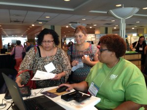 Hard at work in the Digital Storytelling Network Playground at ISTE.